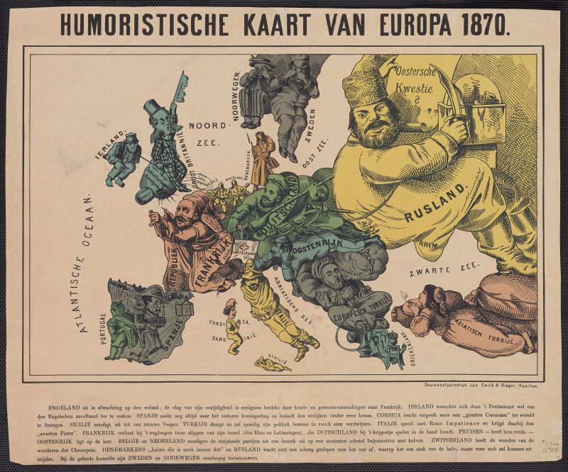 Humoristische Kaart van Europa 1870