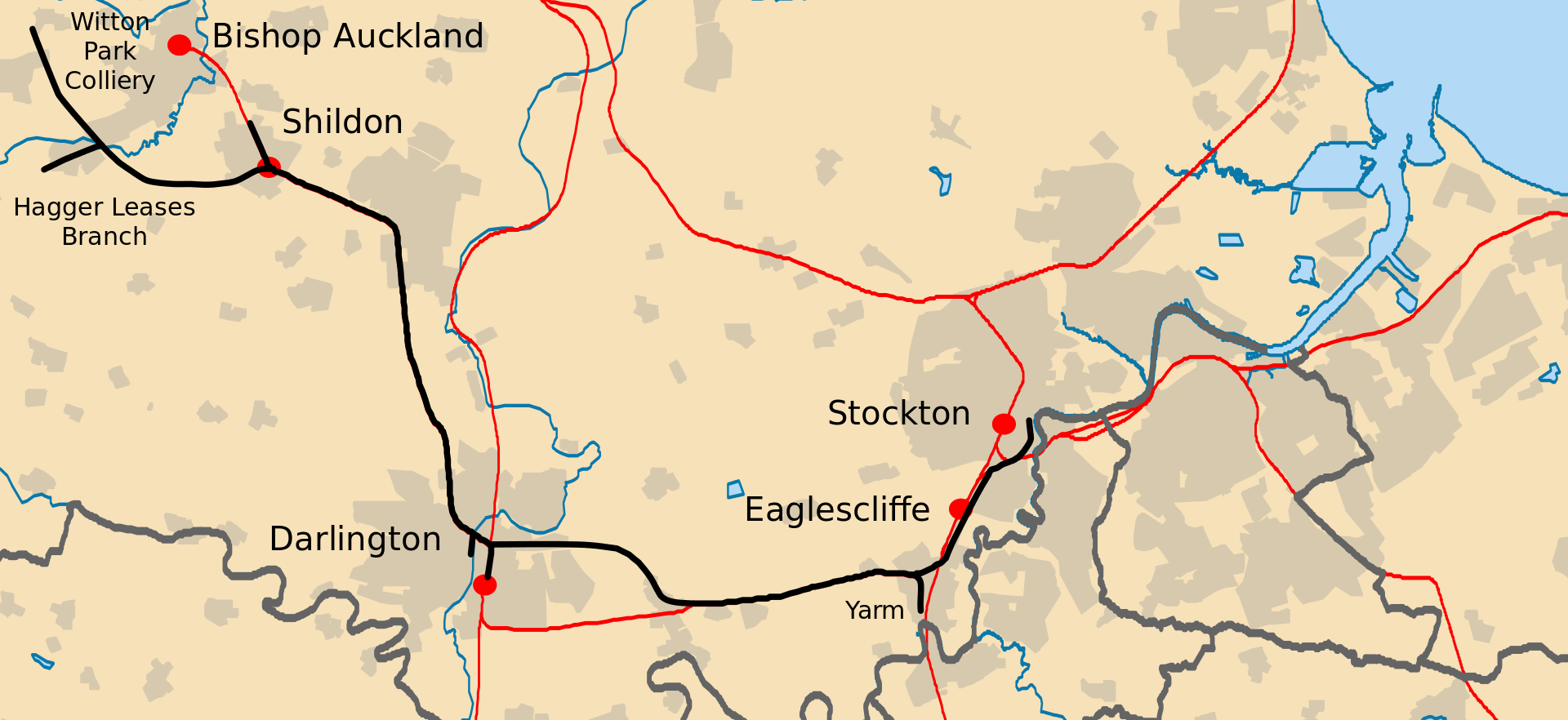 Stockton and Darlington vs Today Lines